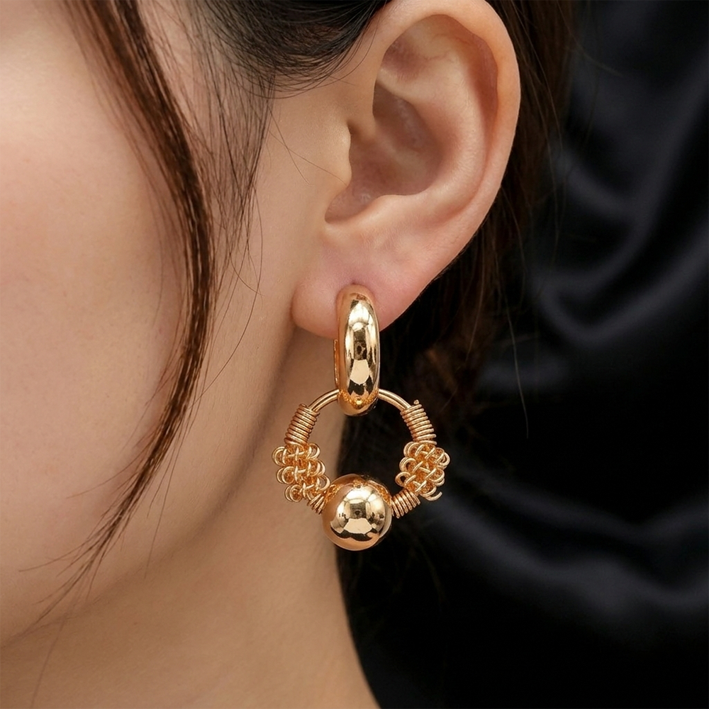 The99Jewel Gold Wire Knot Drop Earrings