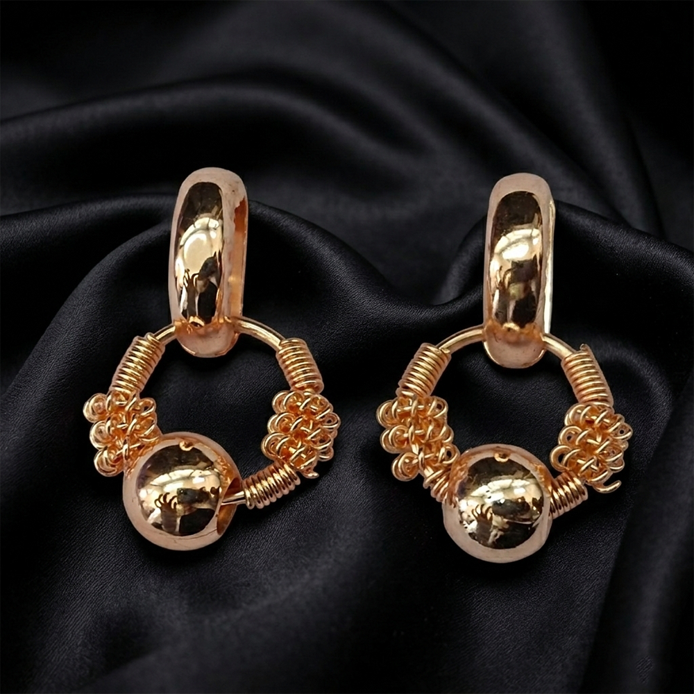 The99Jewel Gold Wire Knot Drop Earrings