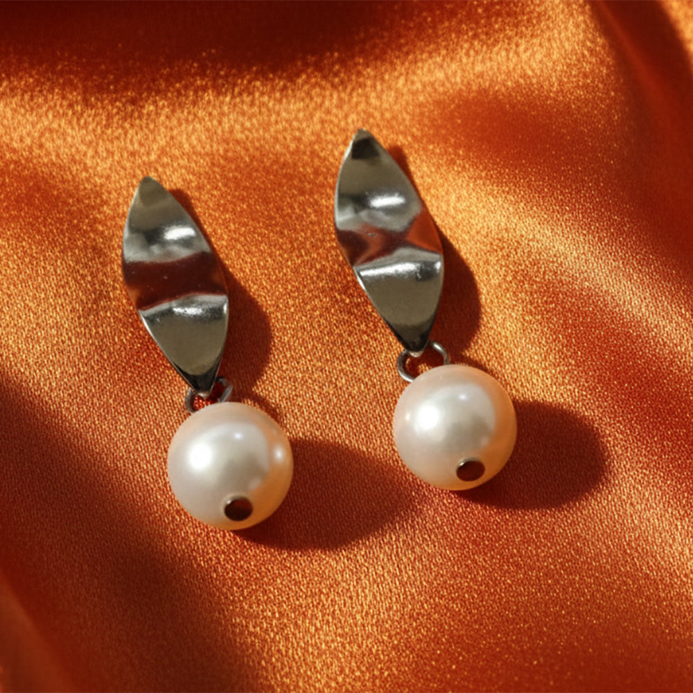 The99Jewel Silver Plated Pearl Drop Earrings