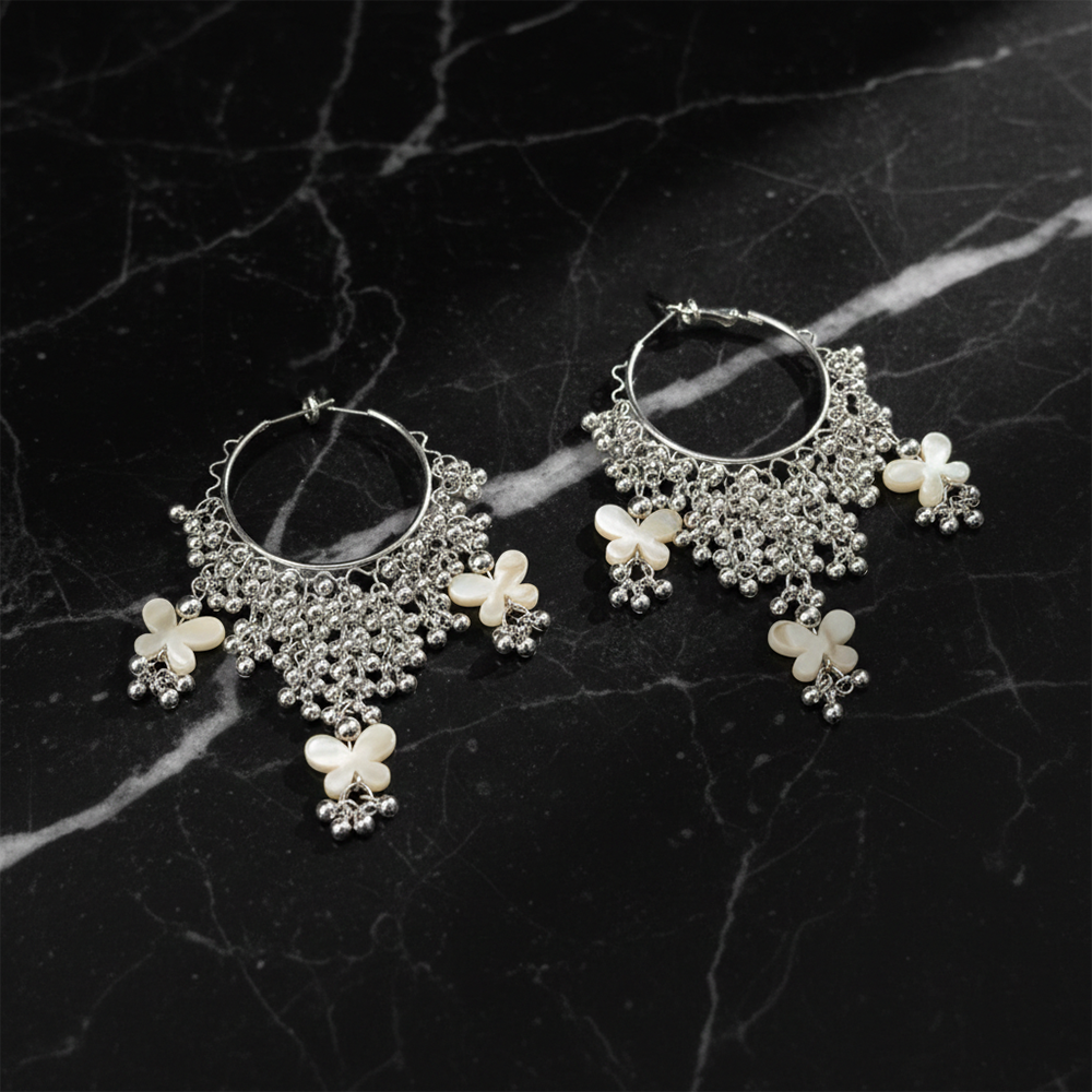 The99Jewel Moonlit Bloom Silver Dangler Earrings