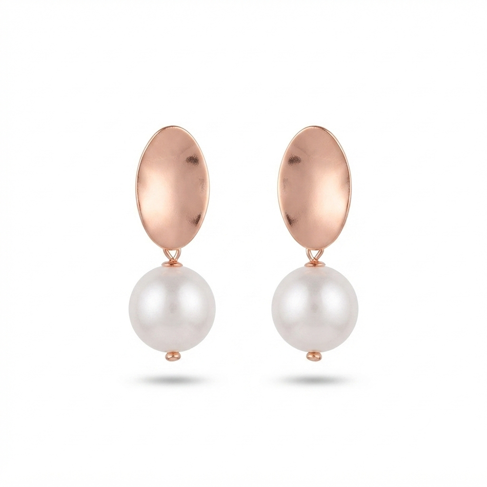 The99Jewel Rose Gold Plated Heart Pearl Stud Earrings for Women