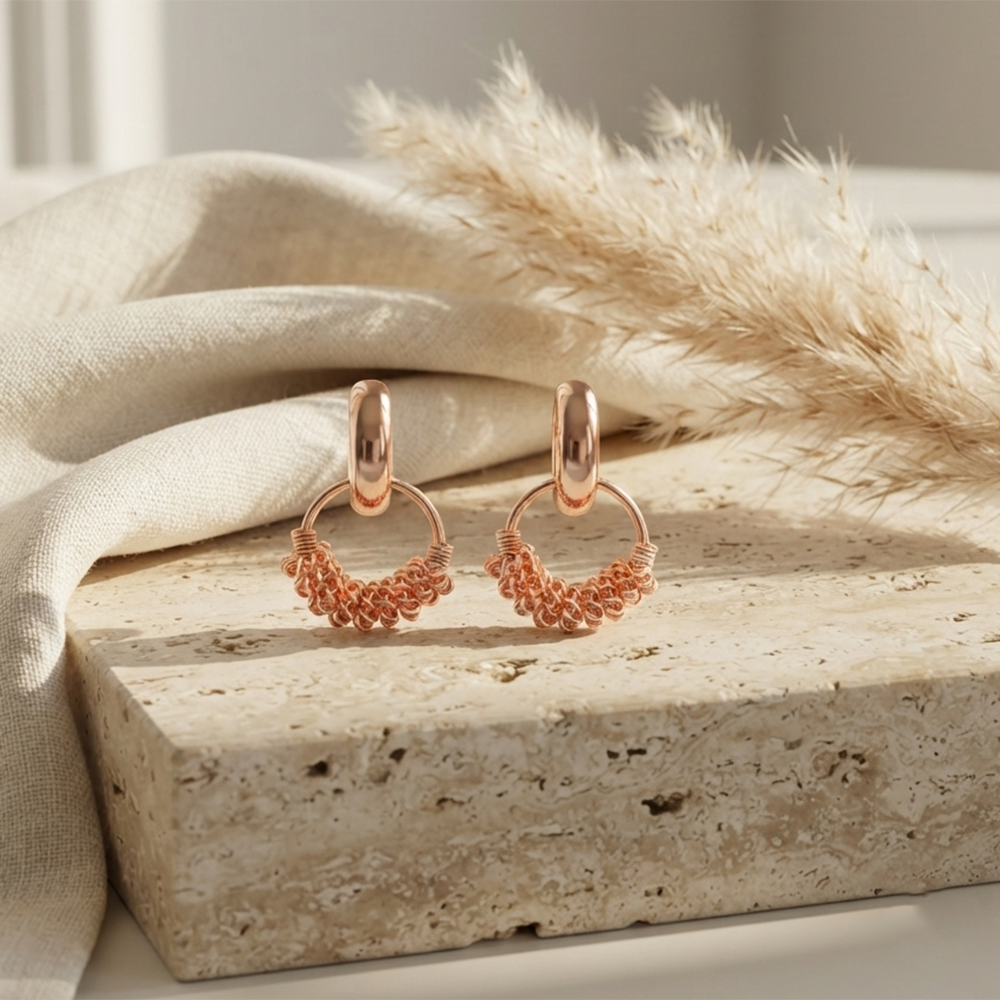 The99Jewel Rose Gold Plated Designer Hoop Earrings for Women