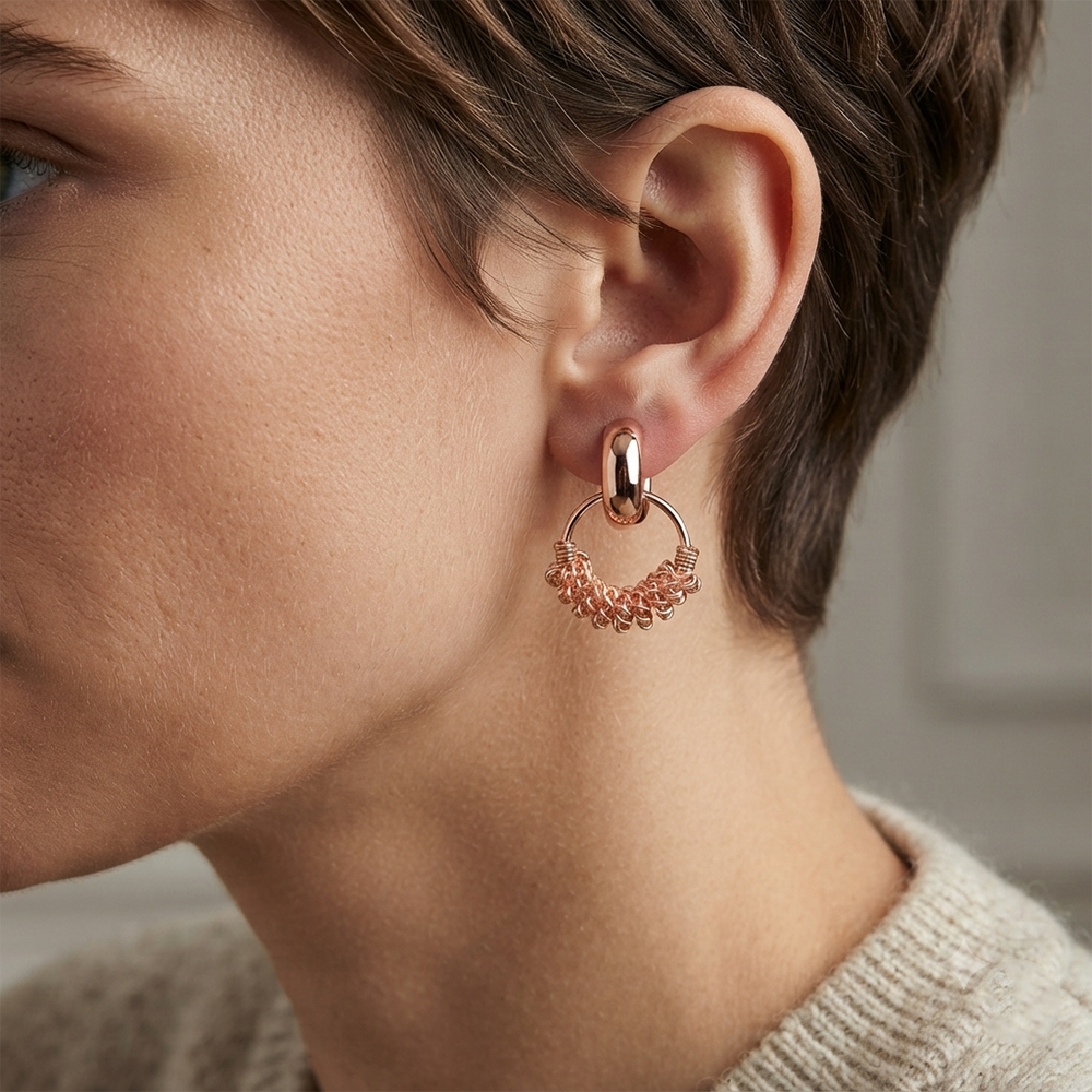 The99Jewel Rose Gold Plated Designer Hoop Earrings for Women
