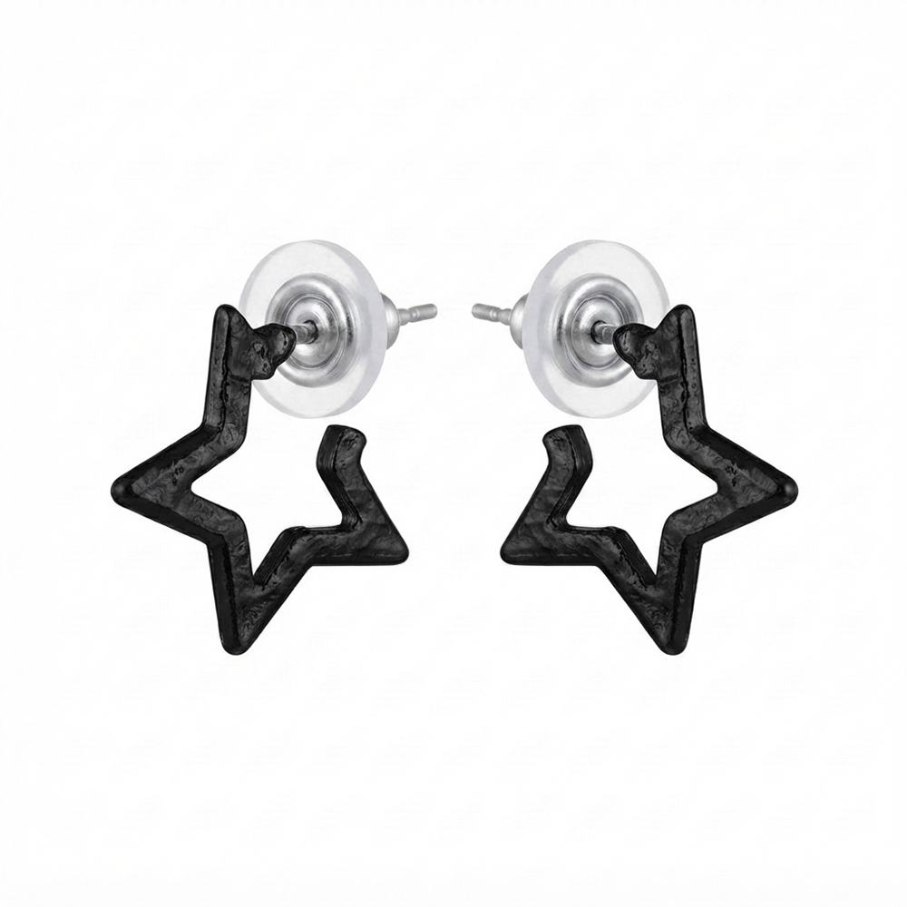 The99Jewel Trendy Black Star Geometric Hoop Earrings for Women