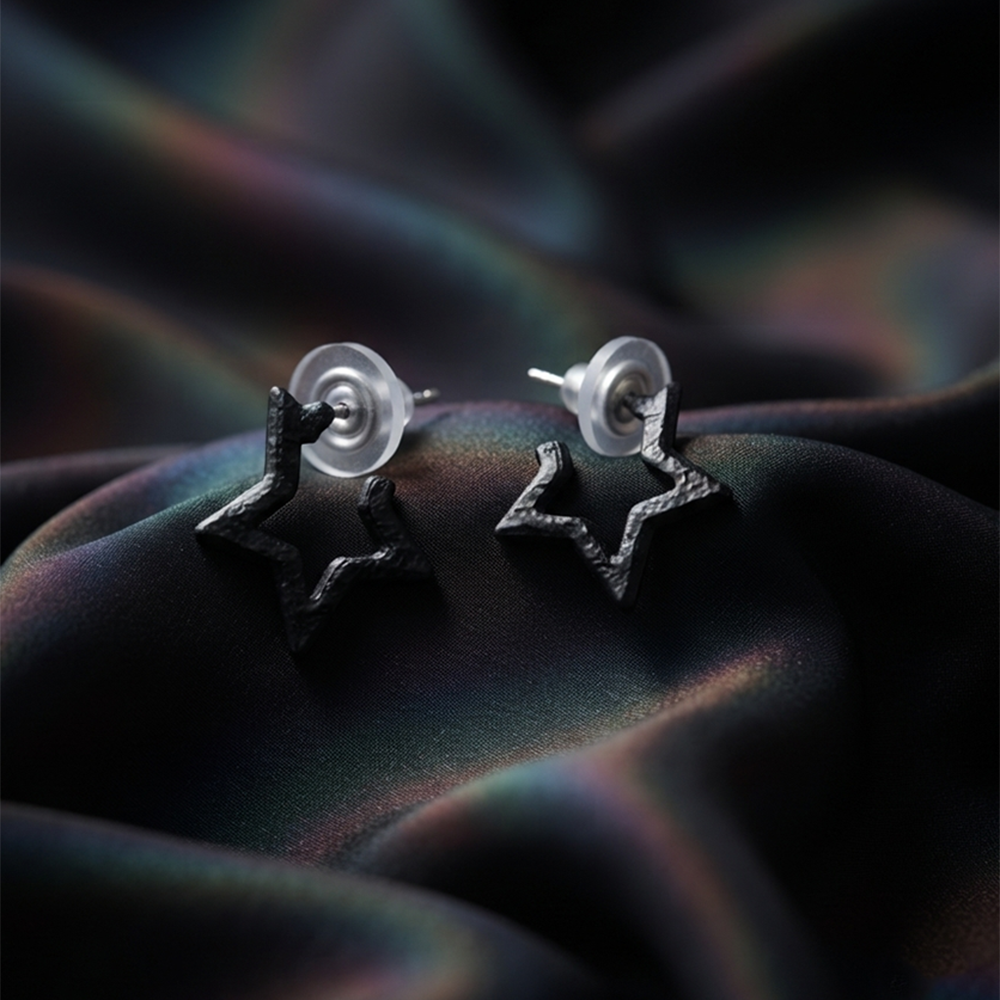 The99Jewel Trendy Black Star Geometric Hoop Earrings for Women
