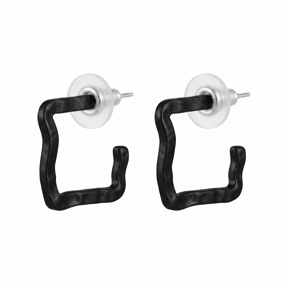 The99Jewel Trendy Black Geometric Hoop Earrings for Women