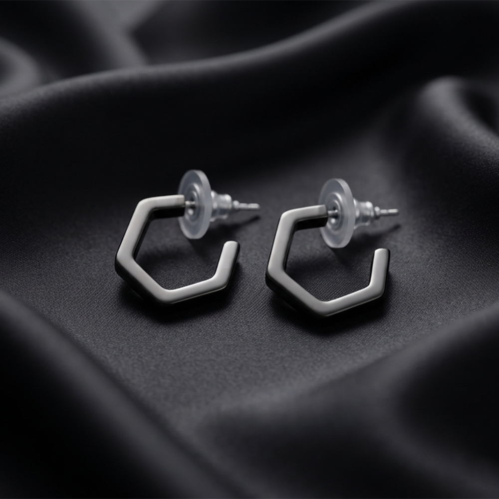 The99Jewel Trendy Black Geometric Hoop Earrings for Women