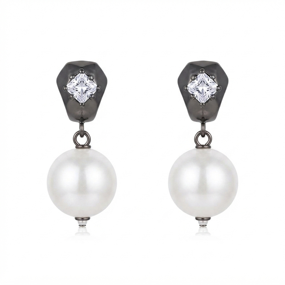 The99Jewel Trendy Silver Pearl Drop Stud Earrings for Women