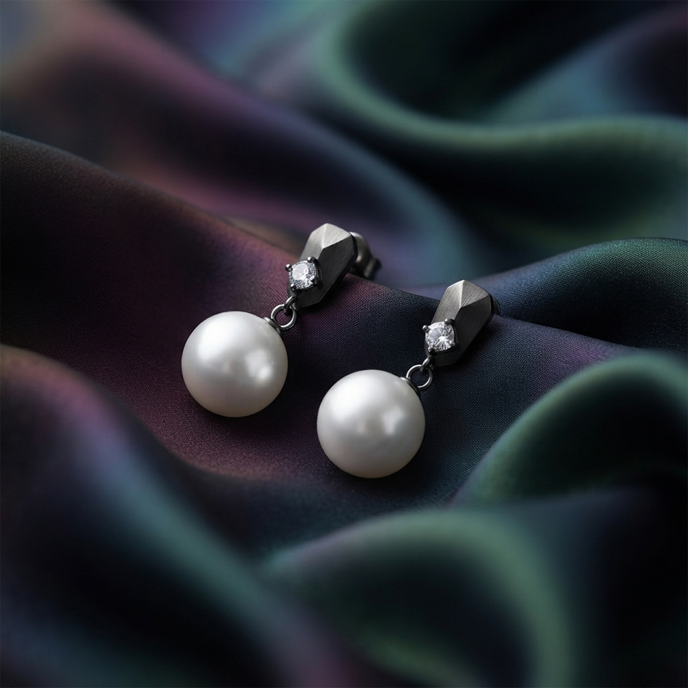 The99Jewel Trendy Silver Pearl Drop Stud Earrings for Women