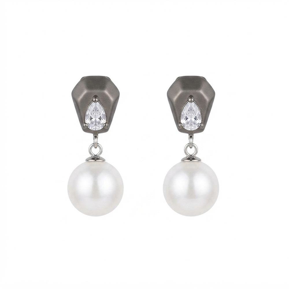 The99Jewel Trendy Silver Pearl Drop Stud Earrings for Women