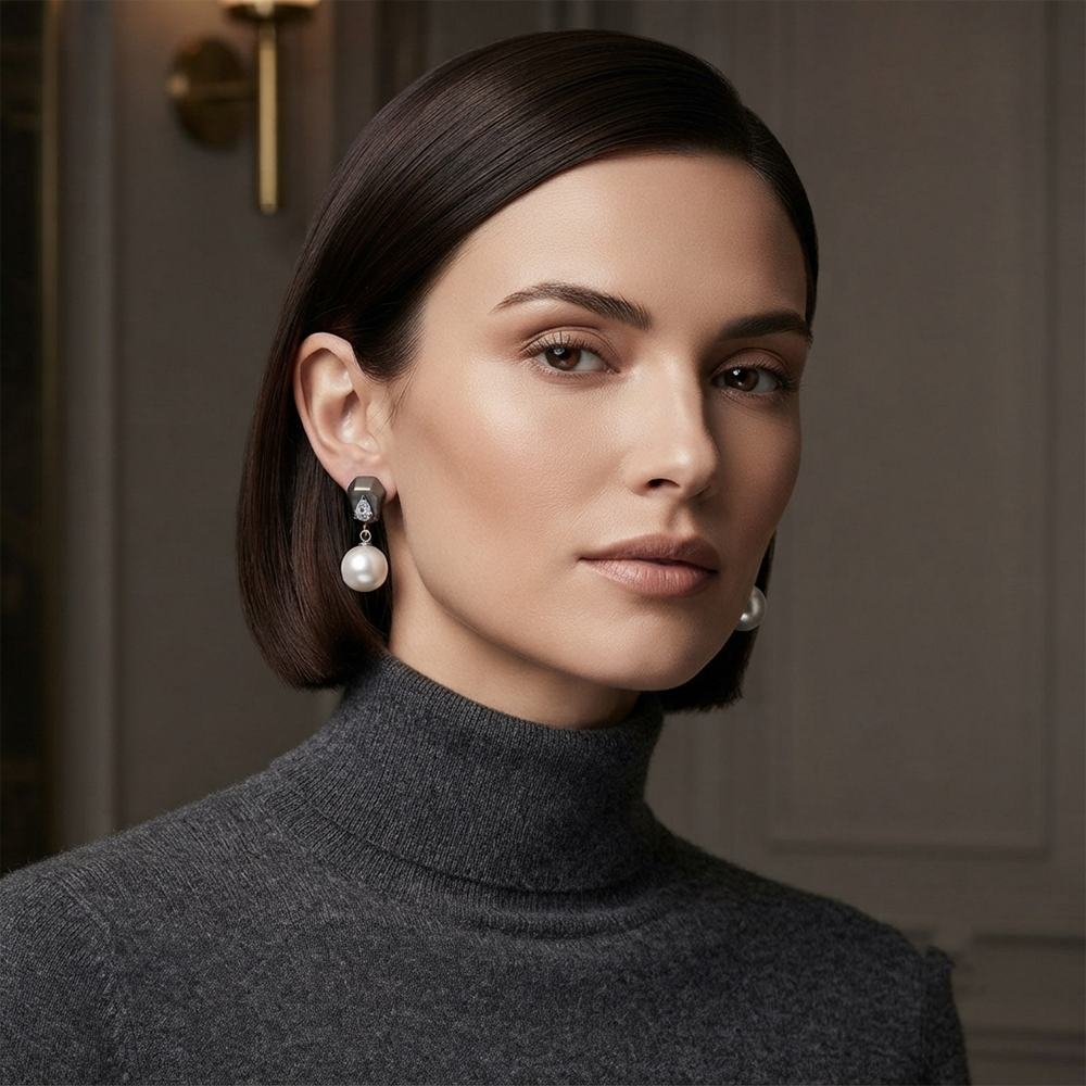 The99Jewel Trendy Silver Pearl Drop Stud Earrings for Women