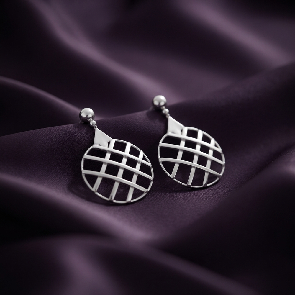 The99Jewel Stylish Silver Geometric Round Dangle Earrings for Women