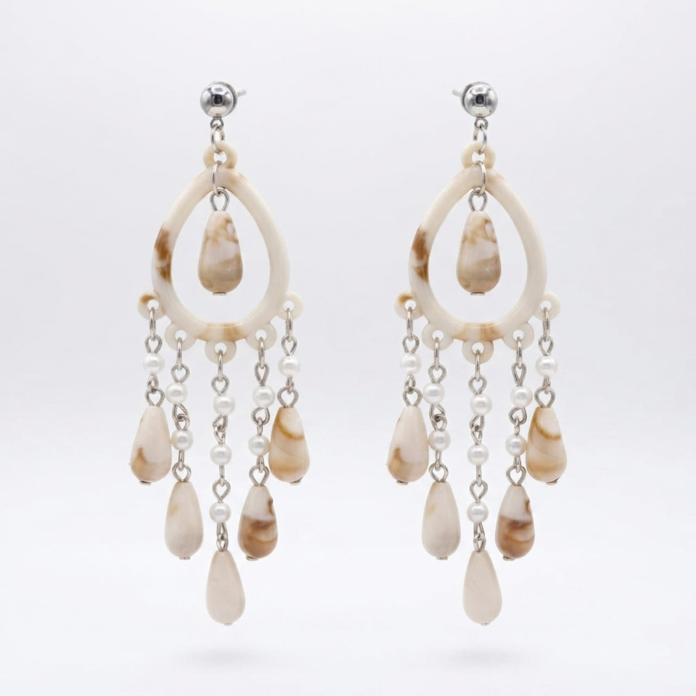 The99Jewel Bohemian Shell & Pearl Drop Dangler Earrings for Women