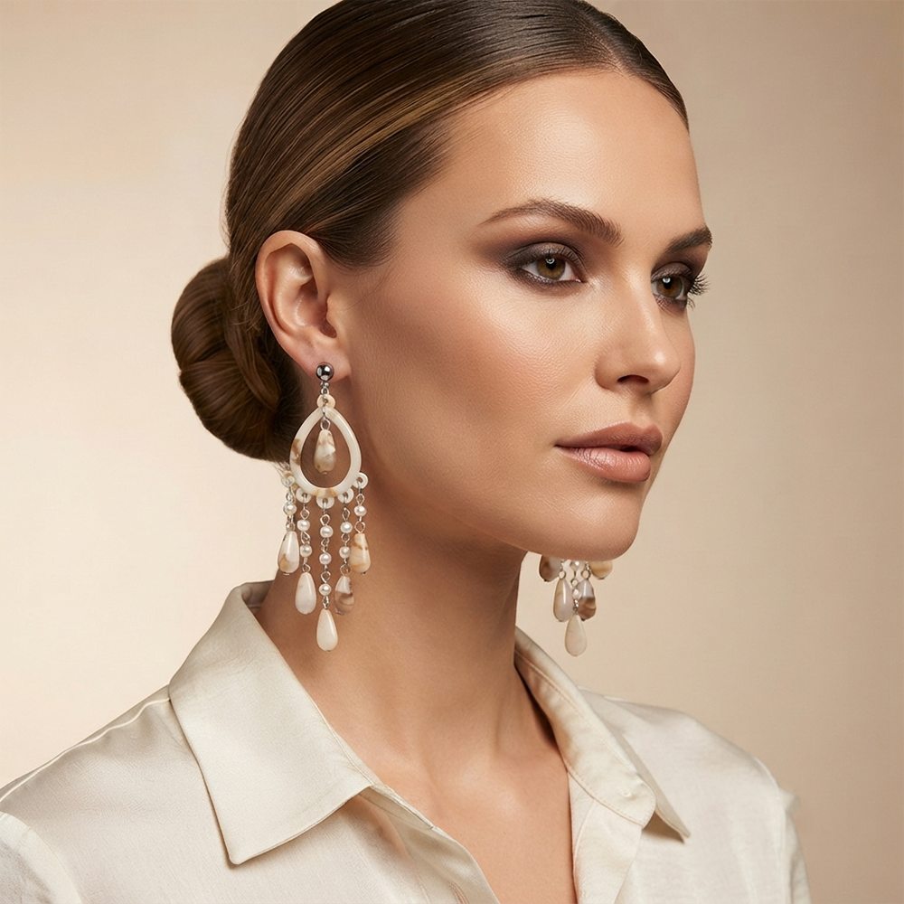 The99Jewel Bohemian Shell & Pearl Drop Dangler Earrings for Women