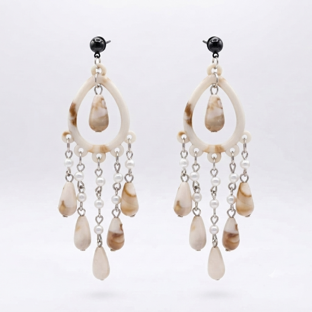 The99Jewel Bohemian Shell & Pearl Drop Dangler Earrings for Women