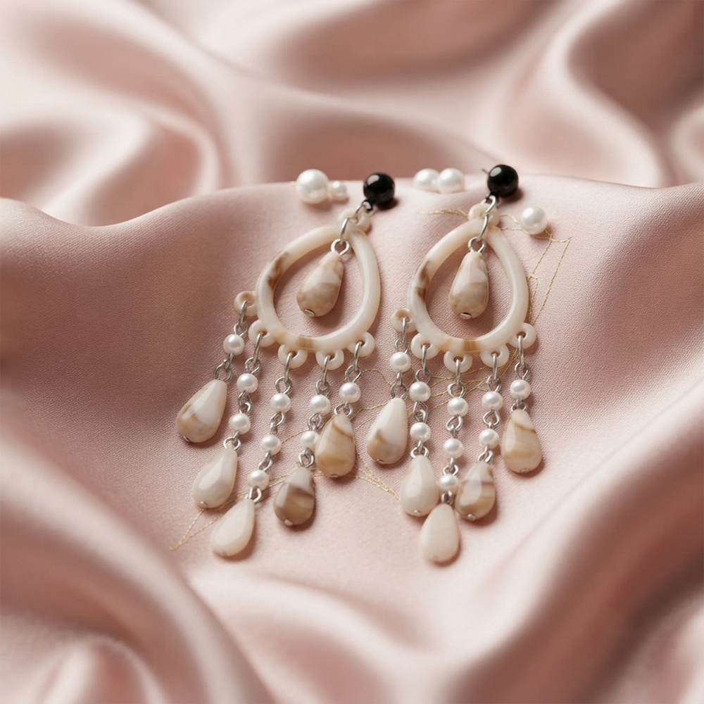 The99Jewel Bohemian Shell & Pearl Drop Dangler Earrings for Women