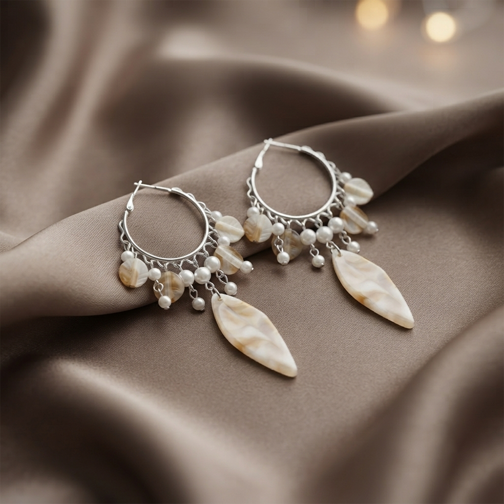 The99Jewel Bohemian Shell & Pearl Drop Dangler Earrings for Women