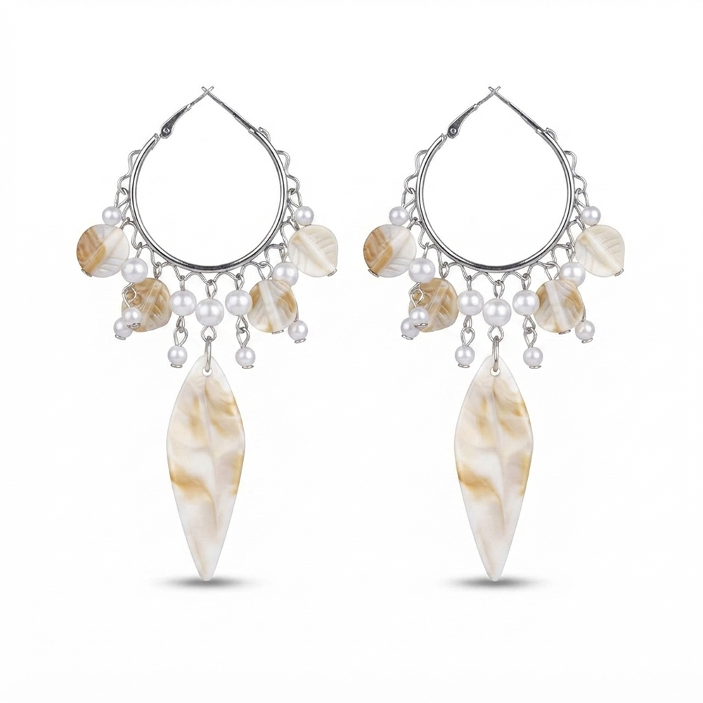 The99Jewel Bohemian Shell & Pearl Drop Dangler Earrings for Women