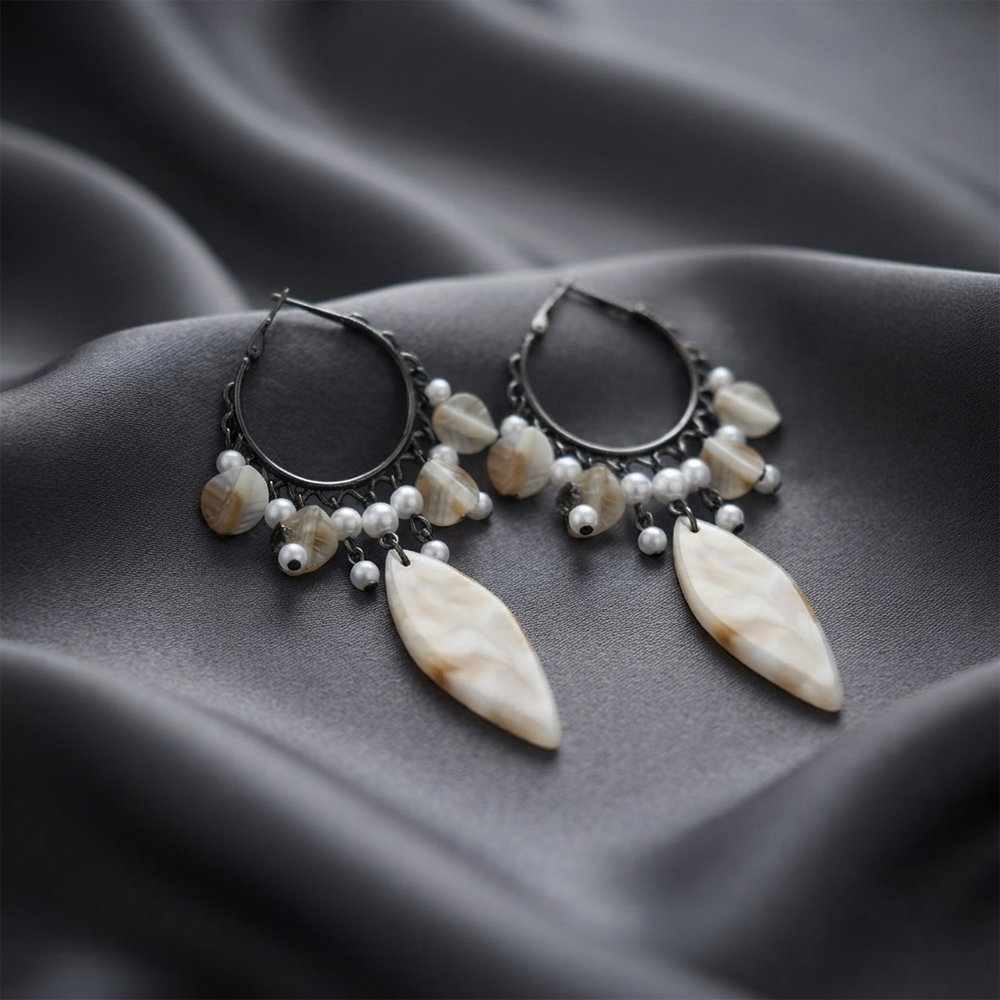 The99Jewel Bohemian Shell & Pearl Drop Dangler Earrings for Women