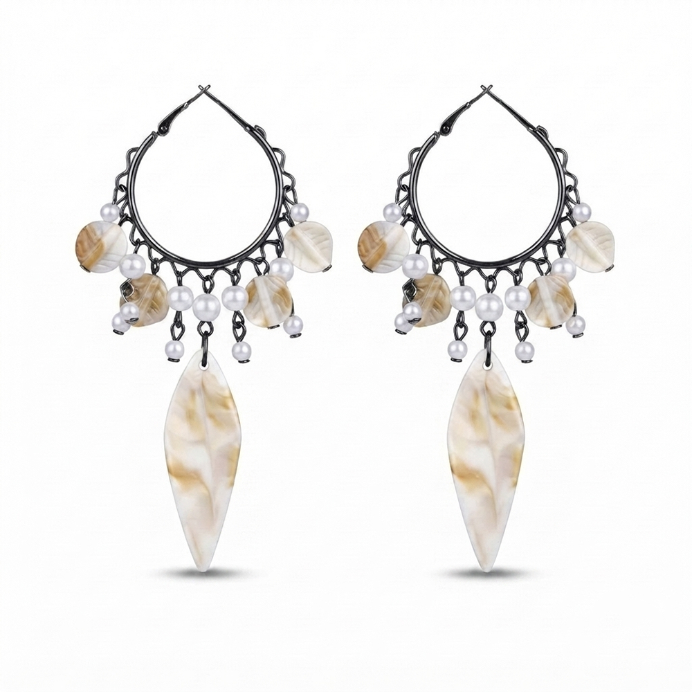 The99Jewel Bohemian Shell & Pearl Drop Dangler Earrings for Women