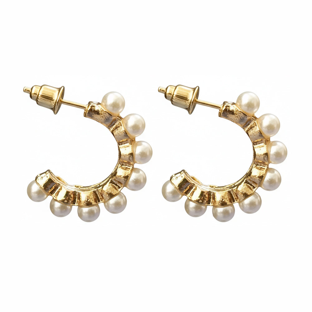 The99Jewel Gold Plated Stylish Pearl Hoop Earrings