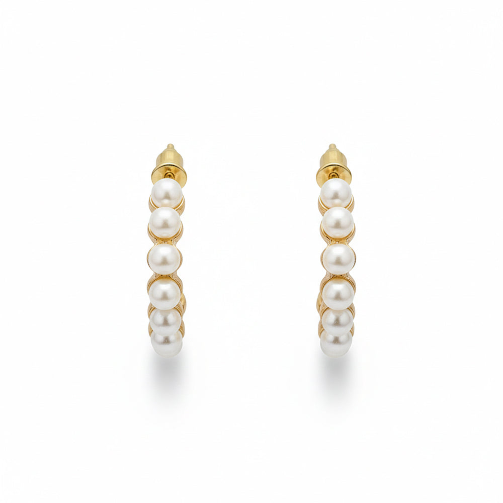 The99Jewel Gold Plated Stylish Pearl Hoop Earrings