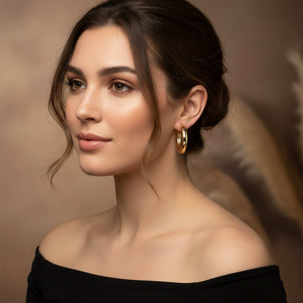 The99Jewel Gold Plated Stylish Hoop Earrings