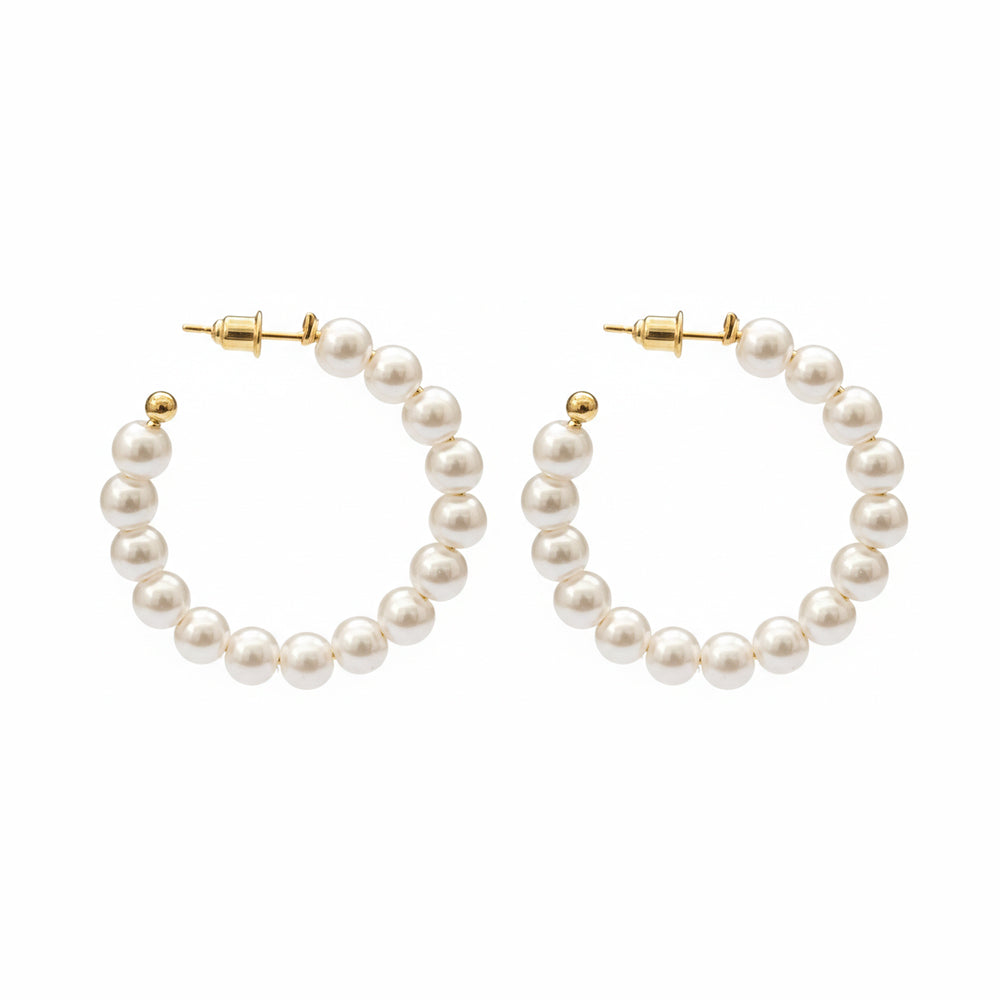 The99Jewel Gold Plated Stylish Pearl Hoop Earrings