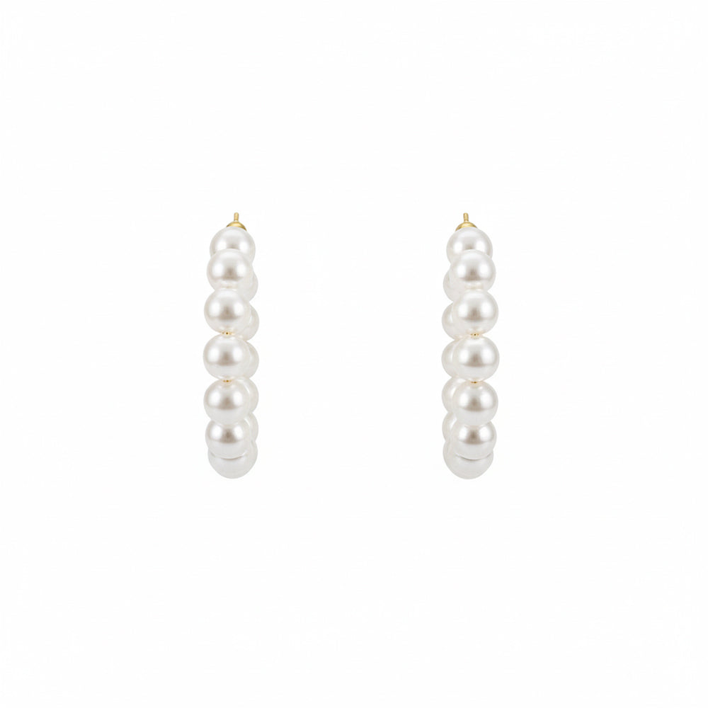 The99Jewel Gold Plated Stylish Pearl Hoop Earrings