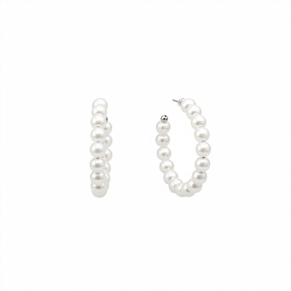 The99Jewel Silver Plated Stylish Pearl Hoop Earrings