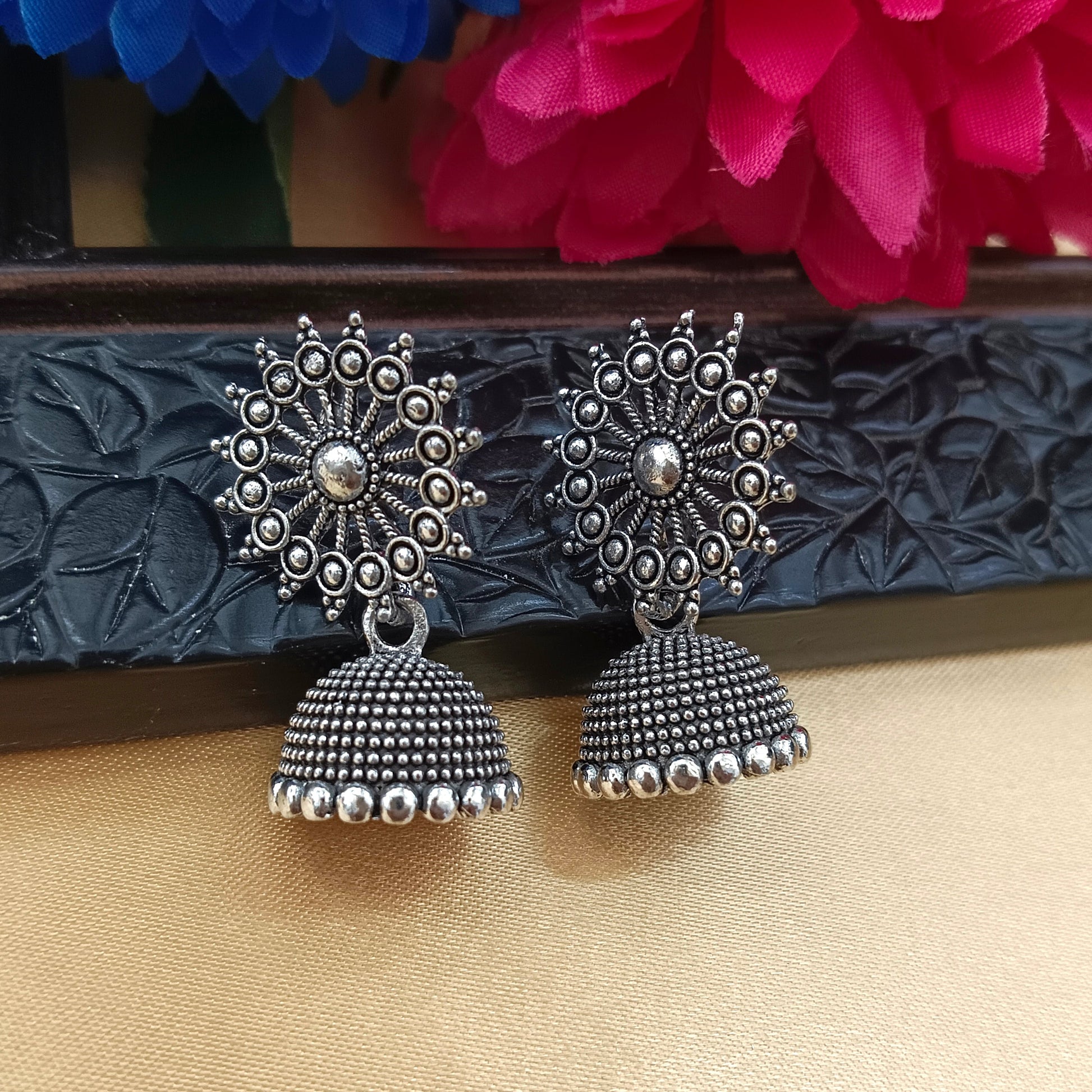 The99Jewel Oxidised Plated Chakra Jhumki Earrings