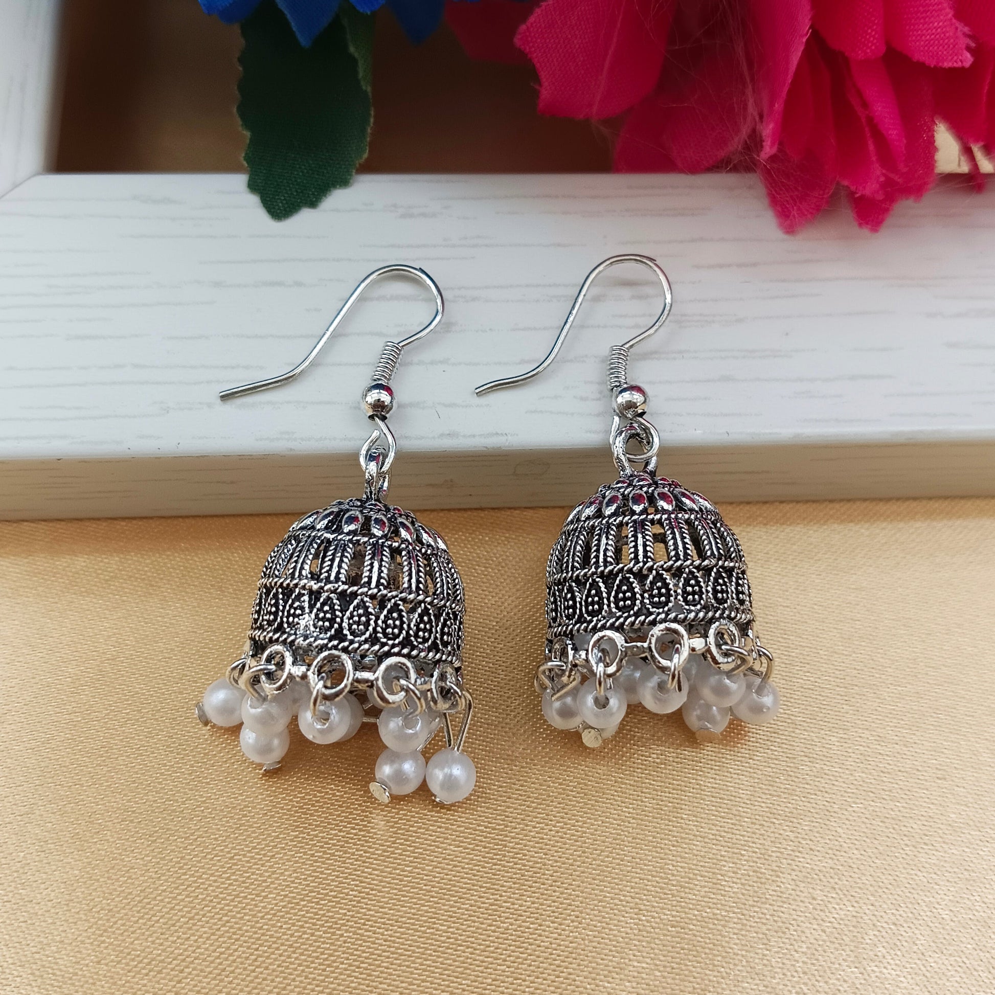 The99Jewel  Oxidised Plated  Jhumki Earrings