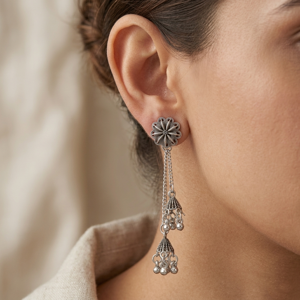 The99Jewel Oxidised Plated Kashmiri Style Earrings