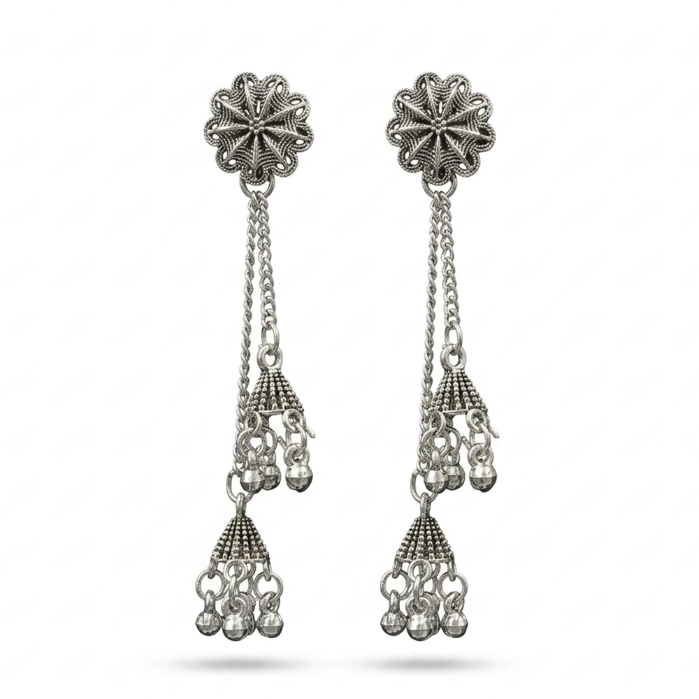 The99Jewel Oxidised Plated Kashmiri Style Earrings
