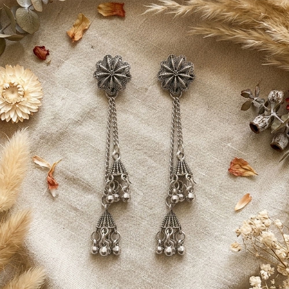 The99Jewel Oxidised Plated Kashmiri Style Earrings