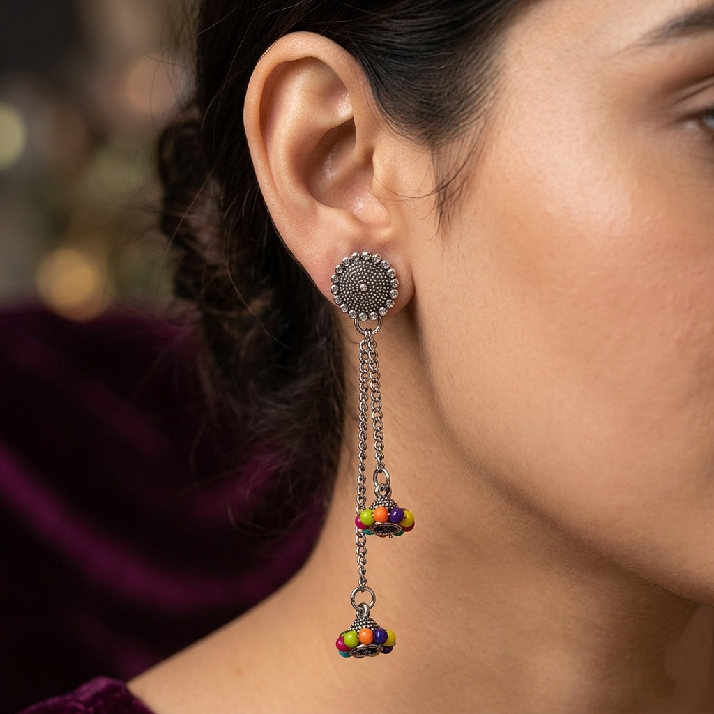 The99Jewel Oxidised Plated Kashmiri Style Earrings