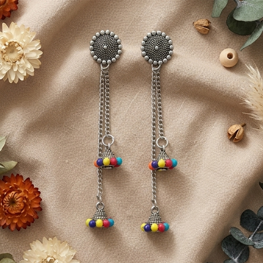 The99Jewel Oxidised Plated Kashmiri Style Earrings
