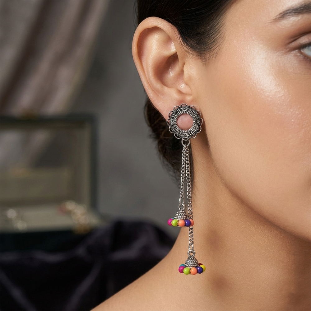 The99Jewel Oxidised Plated Kashmiri Style Earrings