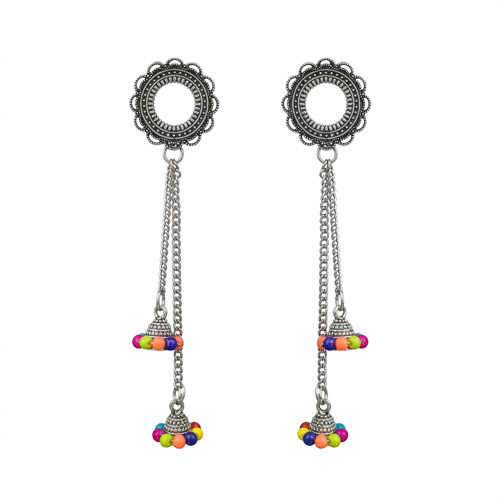 The99Jewel Oxidised Plated Kashmiri Style Earrings