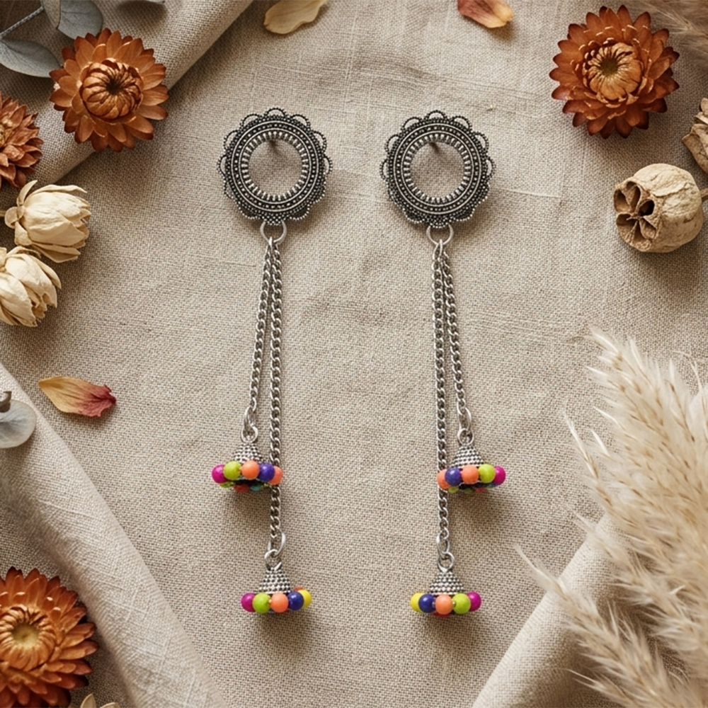 The99Jewel Oxidised Plated Kashmiri Style Earrings