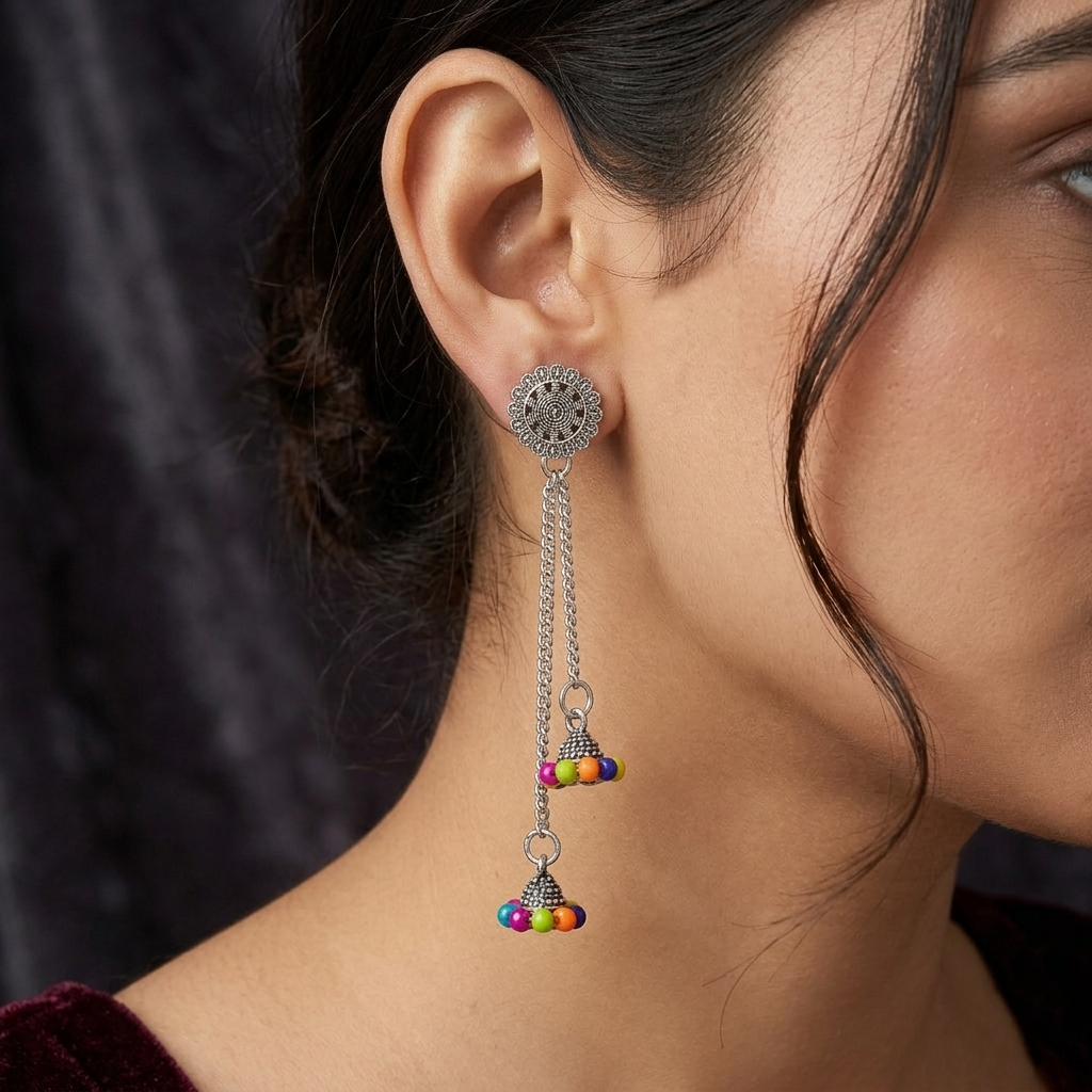 The99Jewel Oxidised Plated Kashmiri Style Earrings