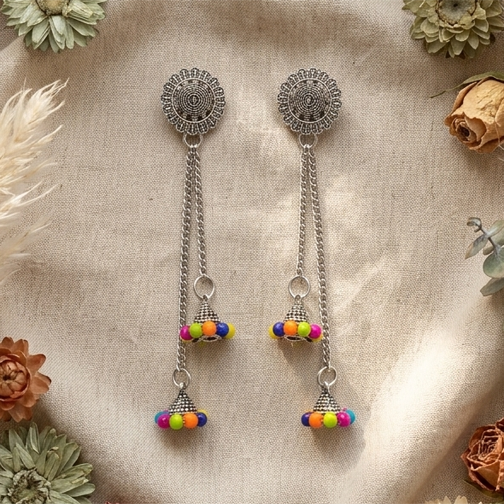 The99Jewel Oxidised Plated Kashmiri Style Earrings