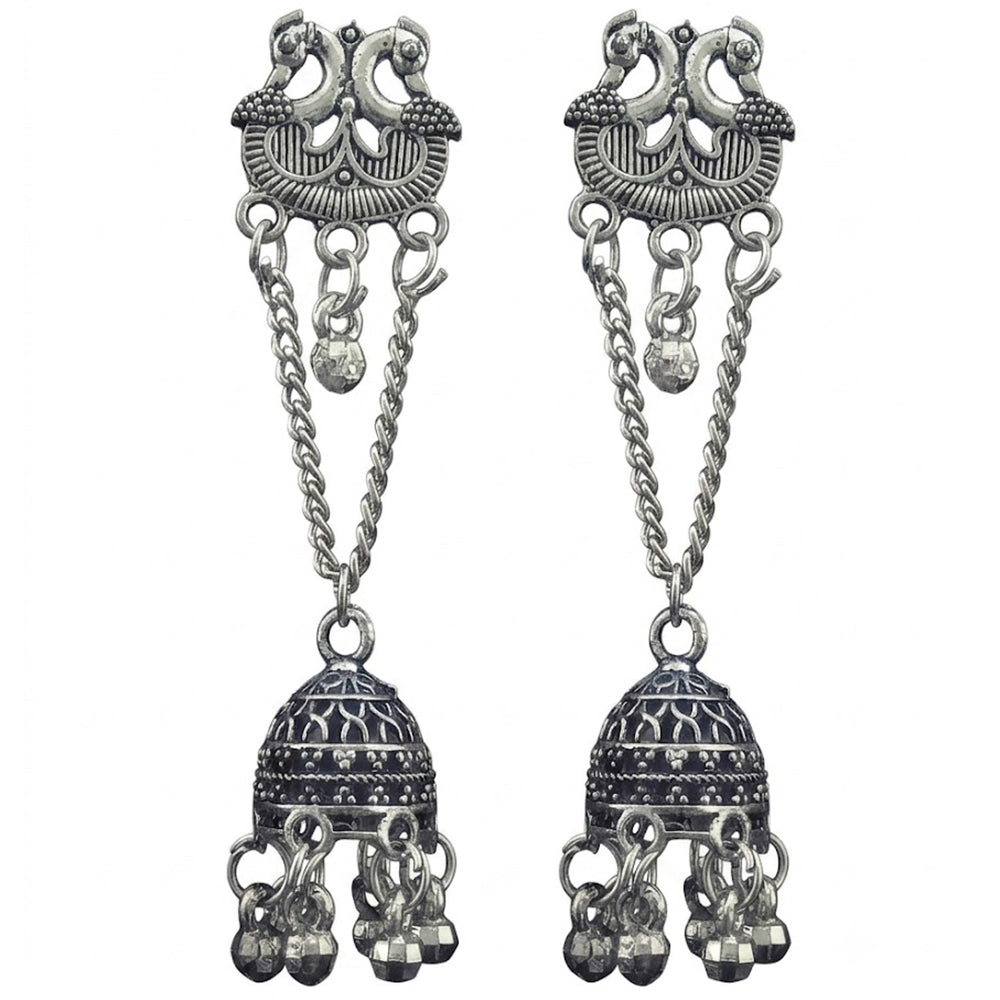 The99Jewel Oxidised Plated Pearl Jhumki Earrings