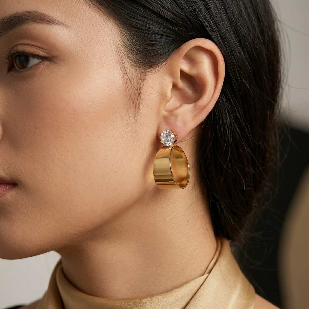 The99Jewel Gold Plated Austrian Stone Round Shape Earrings