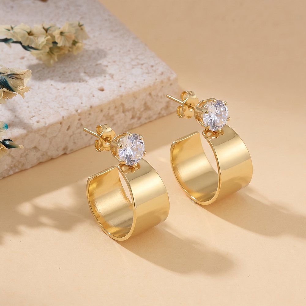 The99Jewel Gold Plated Austrian Stone Round Shape Earrings