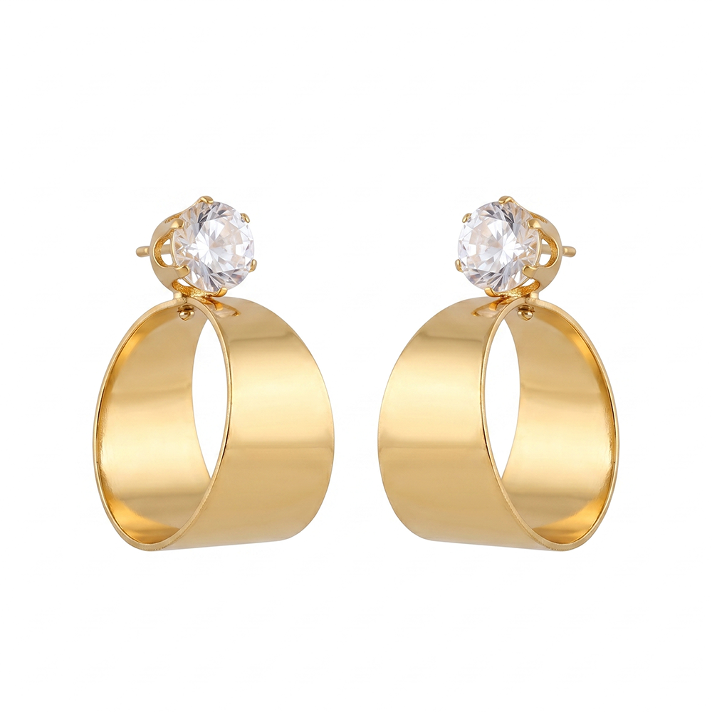 The99Jewel Gold Plated Austrian Stone Round Shape Earrings
