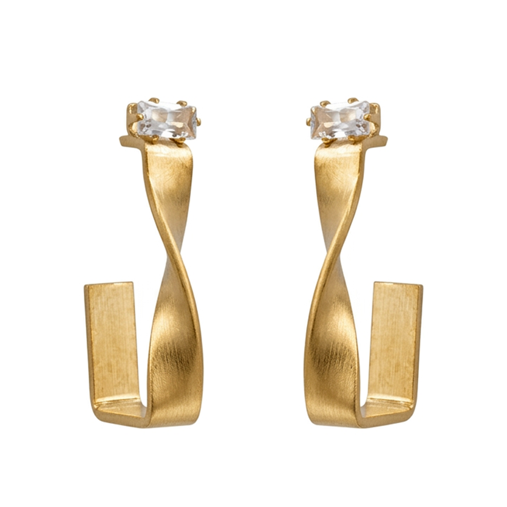 The99Jewel Gold Plated Austrian Stone Twisted Shape Earrings