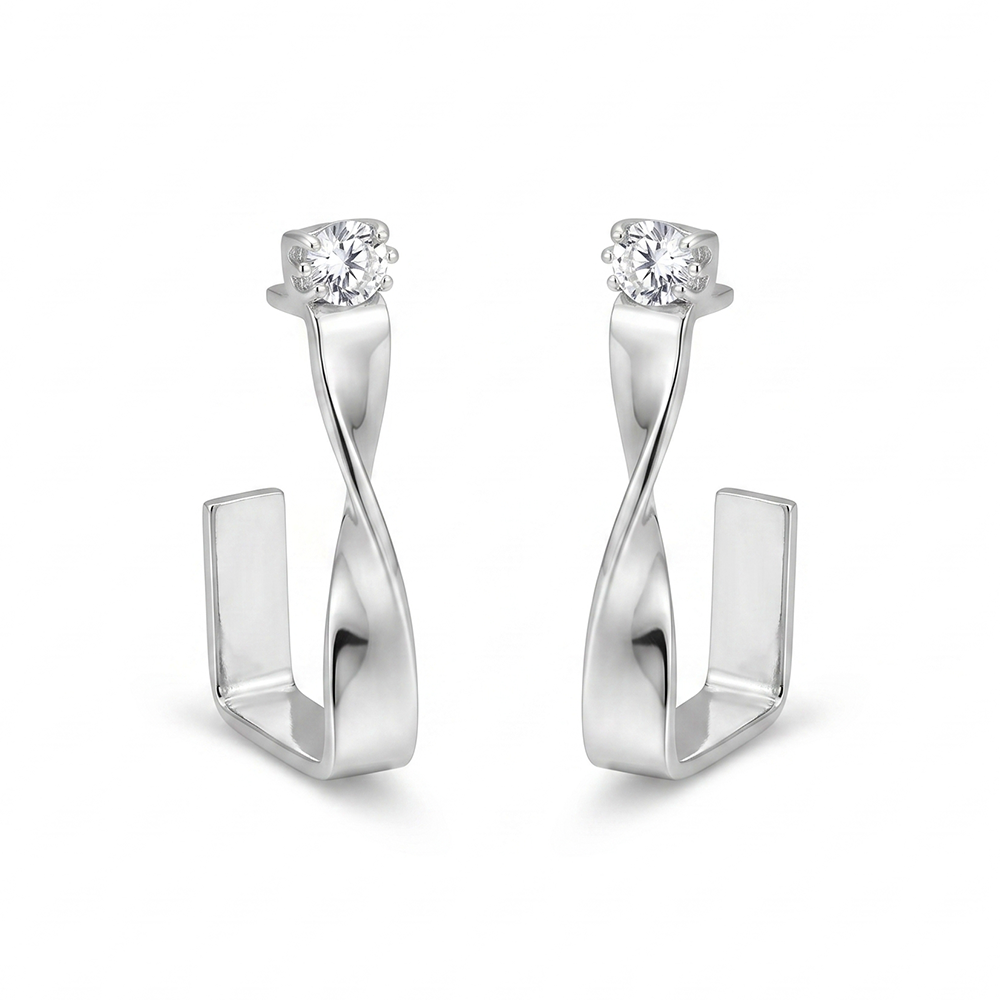 The99Jewel Silver Plated Austrian Stone Twisted Shape Earrings