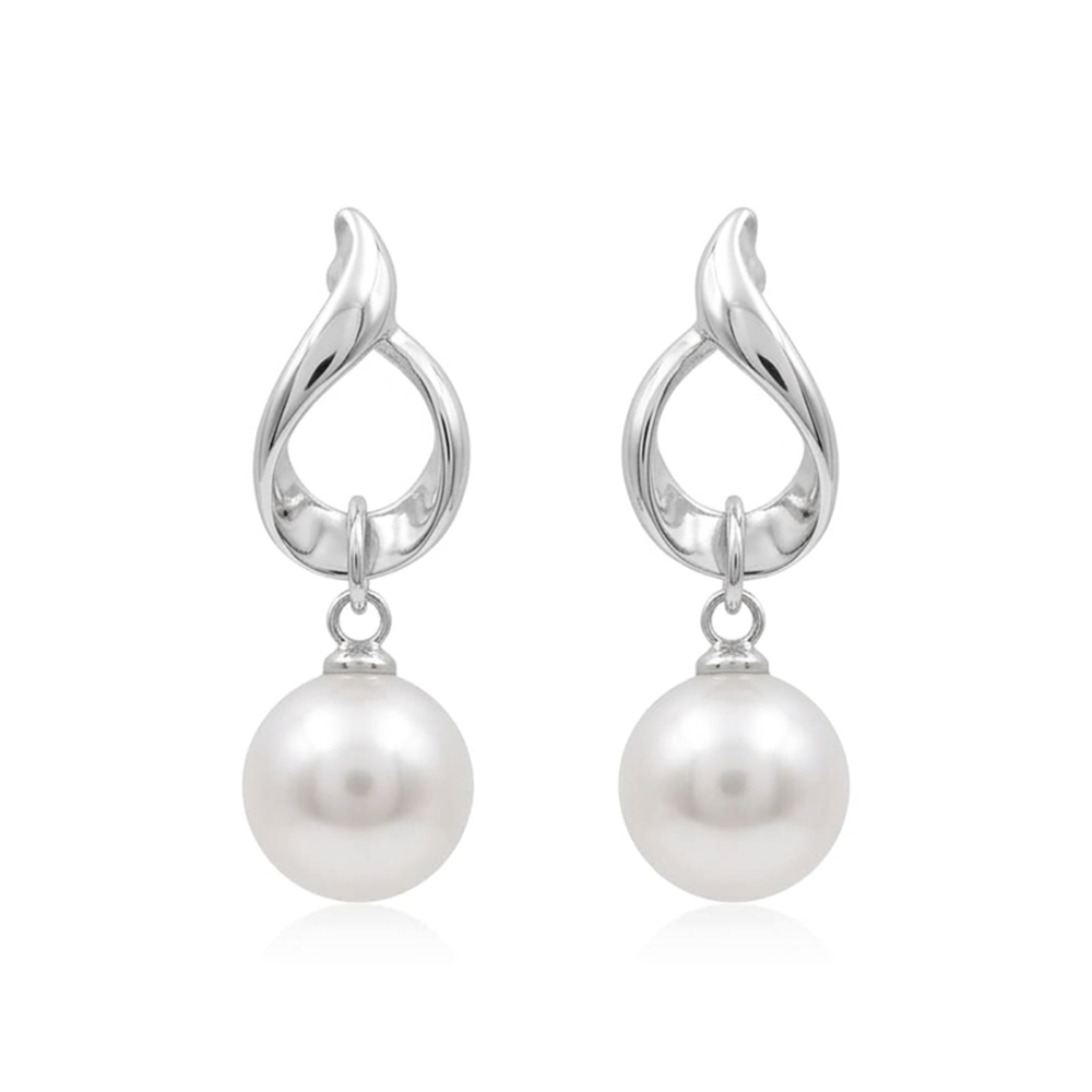 The99Jewel Elegant Silver Twist Pearl Drop Earrings