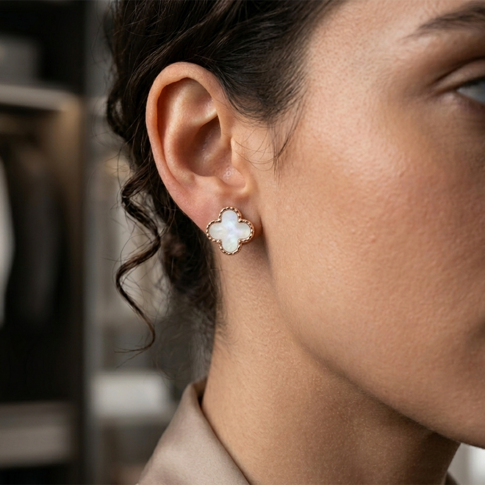 The99Jewel Elegant Silver-Plated Clover Stud Earrings for Women